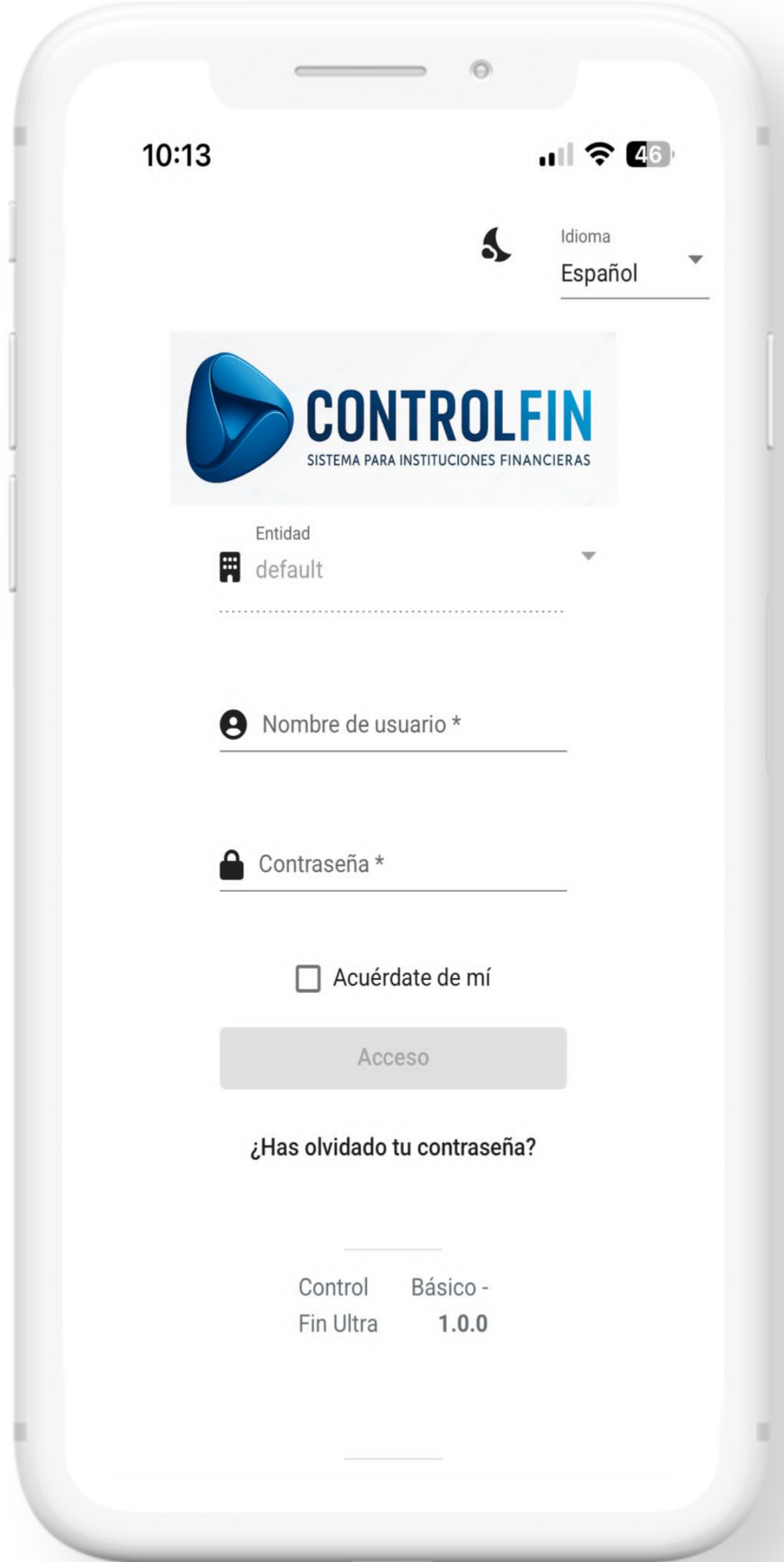 Pantalla principal de Control Fin ULTRA